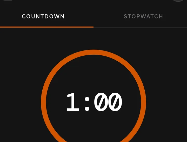 Rest timer counting down from one minute